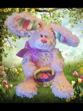Patches, the pink Easter bunny.  Plush bunny.